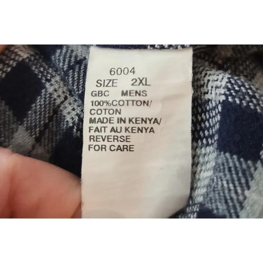 Woolrich blue grey plaid cotton long sleeve button down shirt - 2XL / XXL